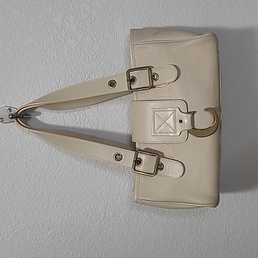 Chloe Cream Shoulder Bag with Gold Accents